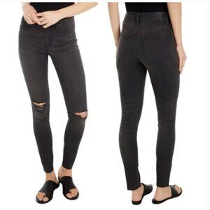 Madewell 9" Mid-Rise Skinny Distressed Raw Hem Jean Black Sea 26 H2230